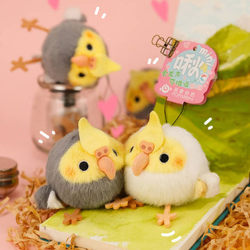 Cute Cockatiel Stuffed Animal Bag Charm with Sound Parts and Magnet